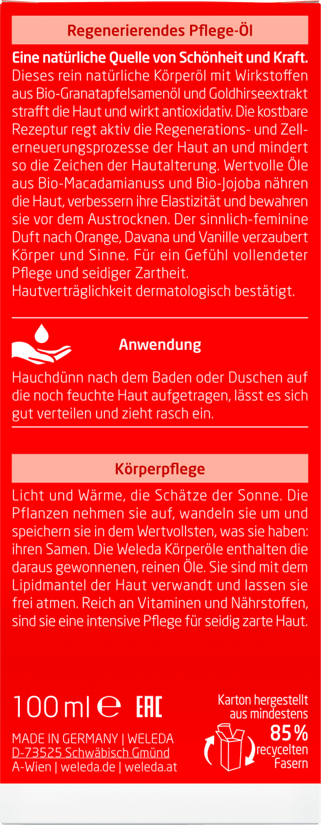 Körperöl Granatapfel-Regenerations-Öl, 100 ml