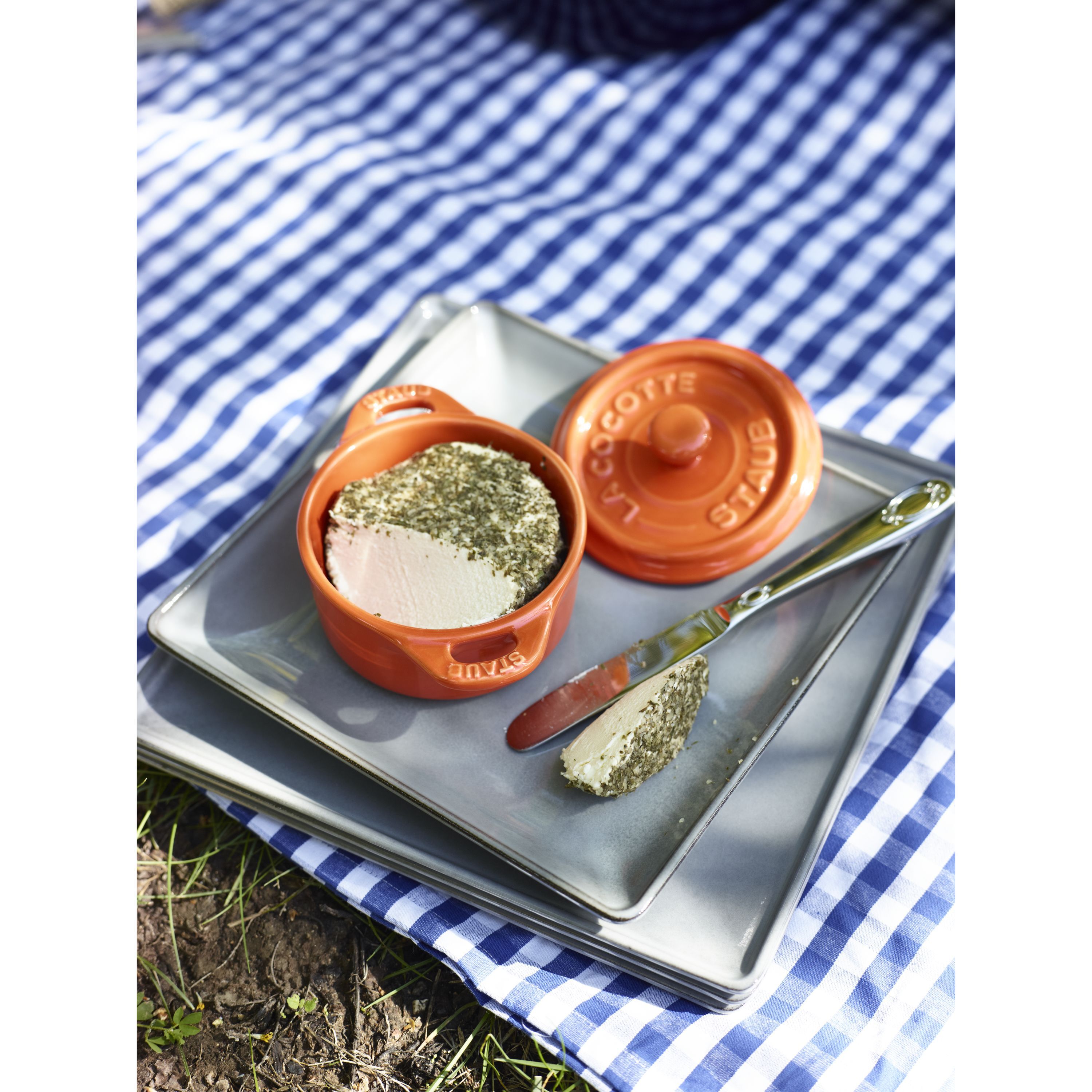 Mini Cocotte 10 cm, rund, Orange, Keramik