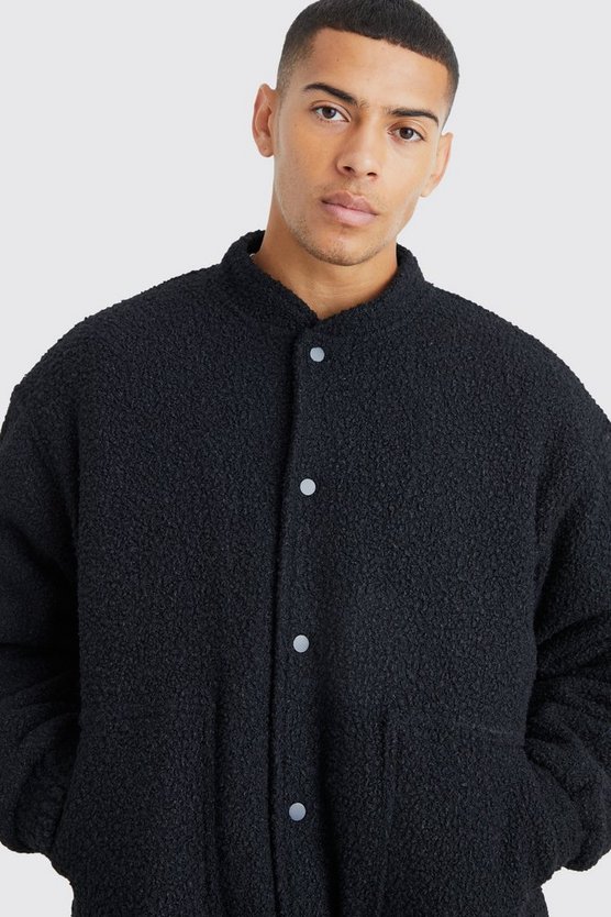 Strukturierte Oversize Bouclee-Bomberjacke