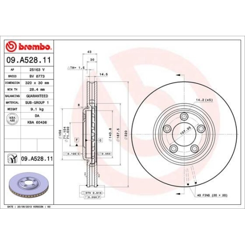 Bremsscheibe Brembo Vorderachse  2 Stück 09.A528.11 - ATU