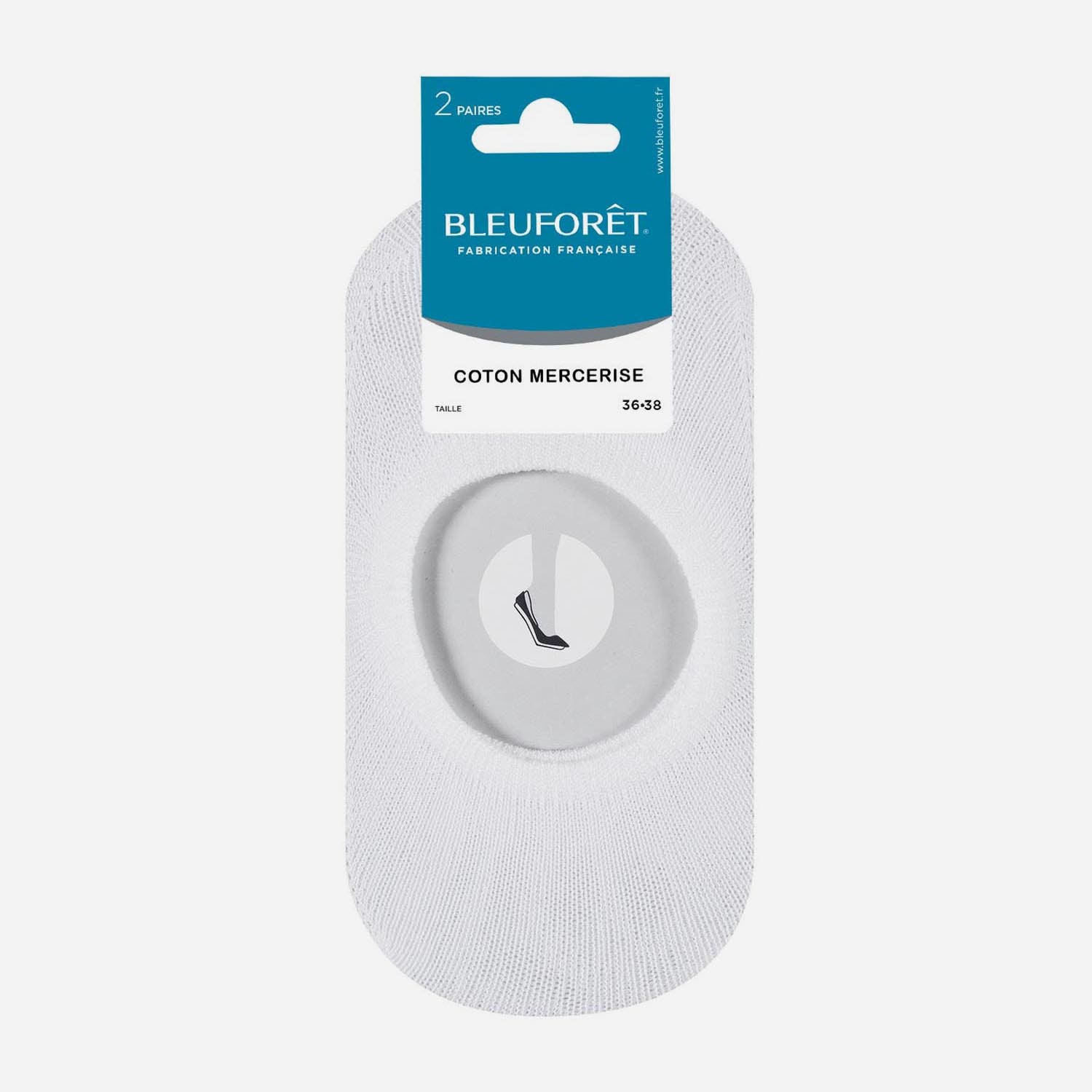 2 paires de chaussettes invisibles BLEUFORET blanches Pointure 36-38