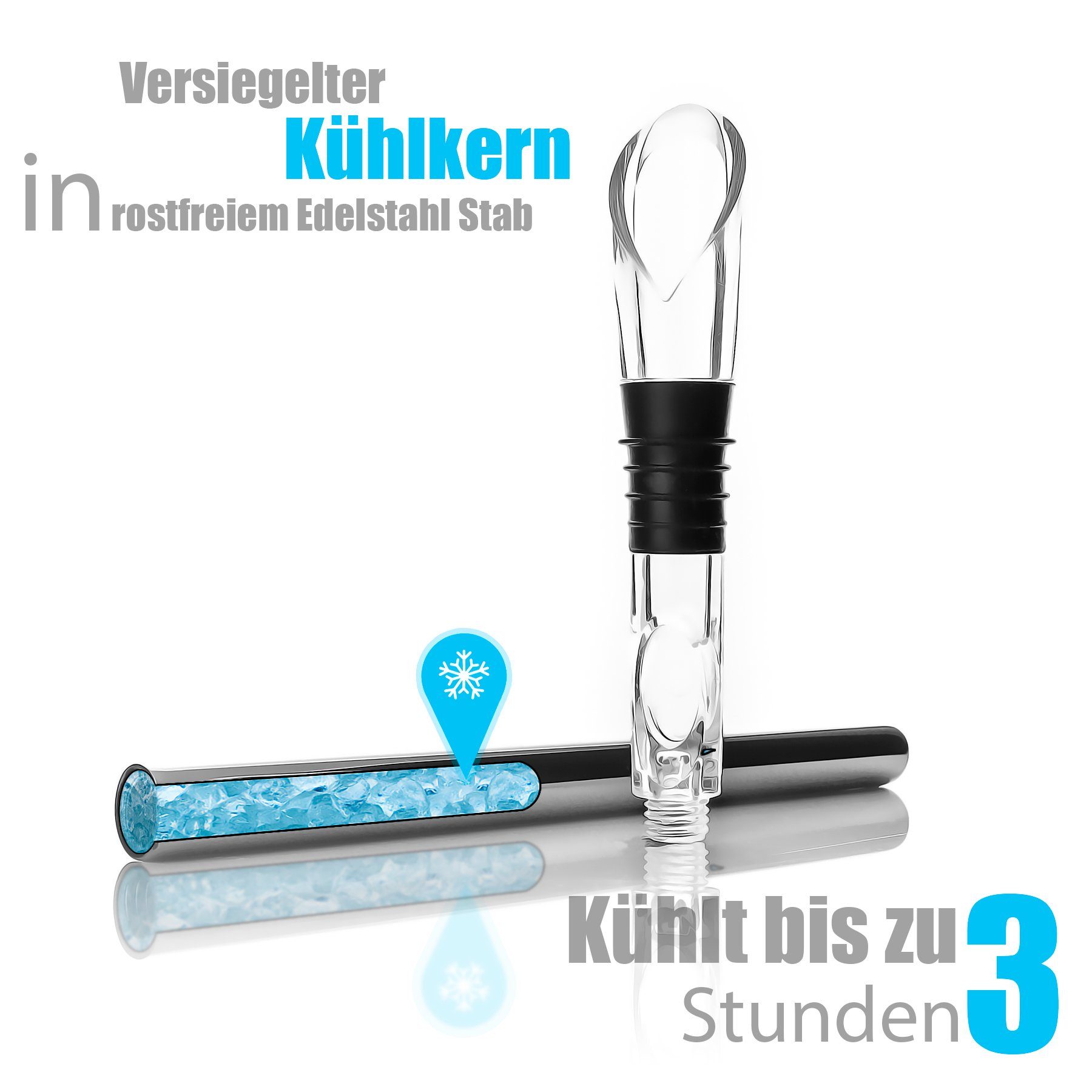BigDean Weinkühler 2x Flaschenkühlstab Weinkühler Weinkühlstab mit Flaschenausgießer