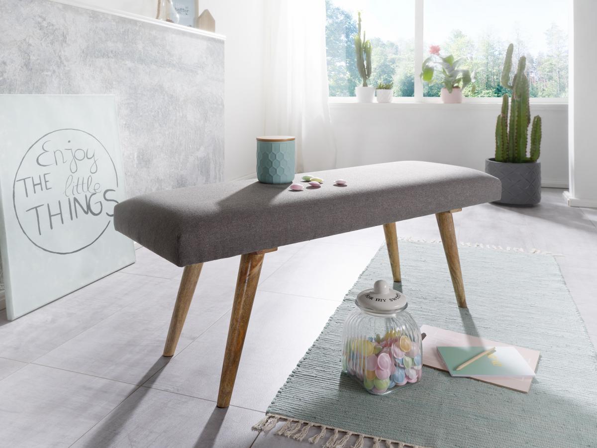 Wohnling Sitzbank SALIM Grau 117x51x38 cm