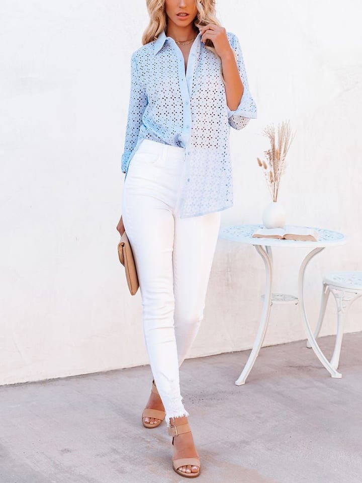Milan Kiss Bluse in Hellblau günstig kaufen
