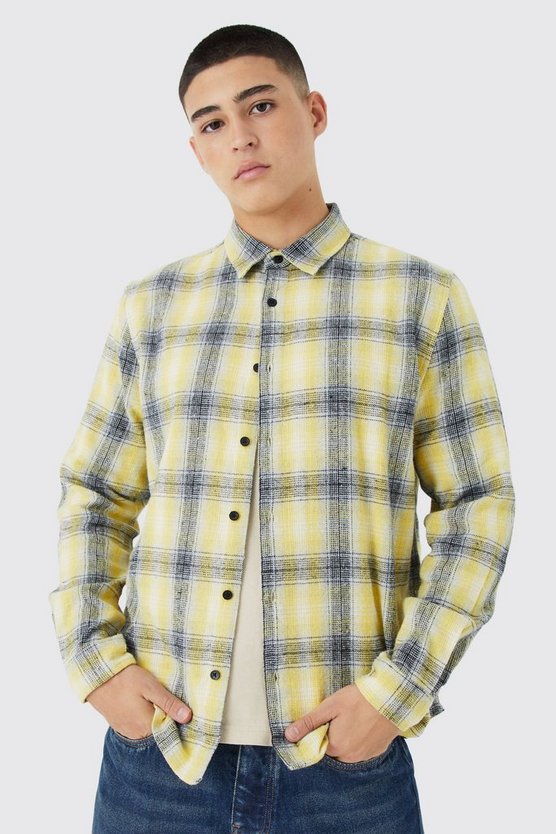 Langärmliges kariertes Flannel Overshirt