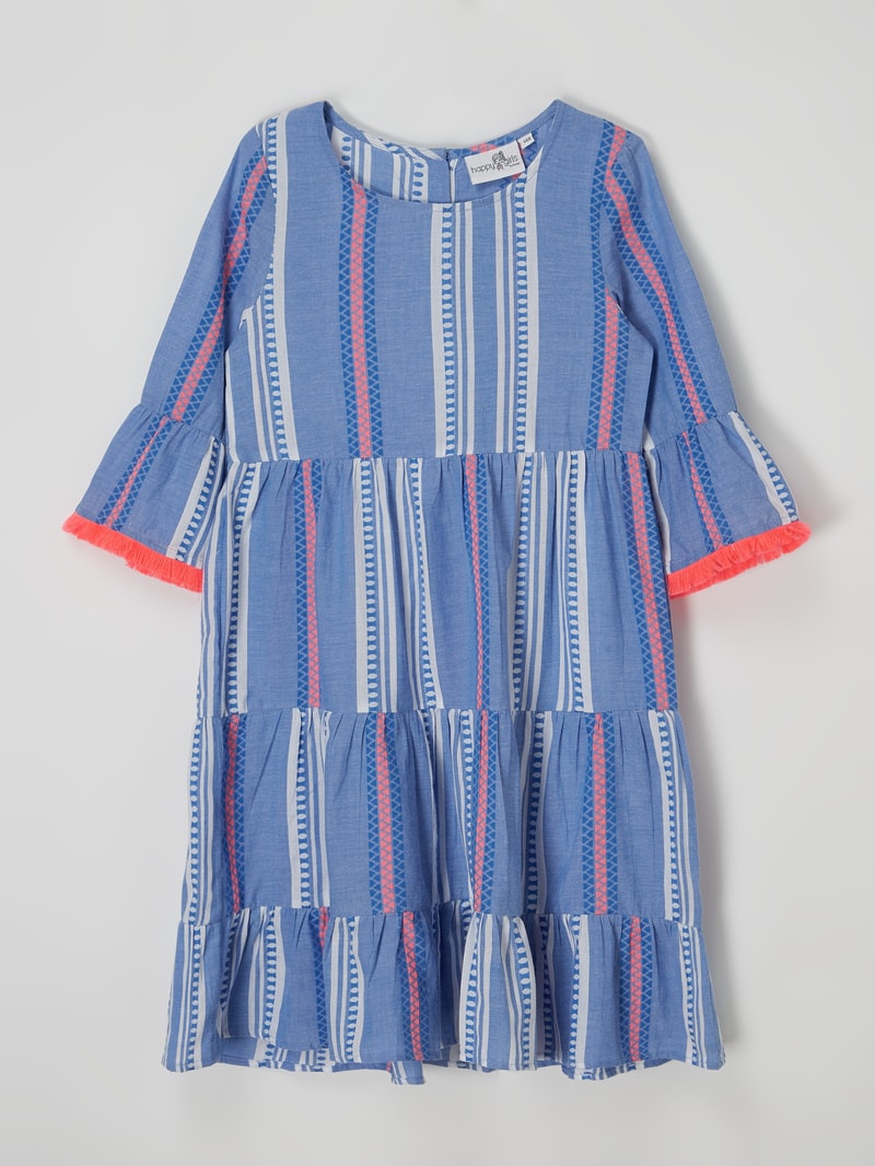 Kleid im Ethno-Look in bleu
