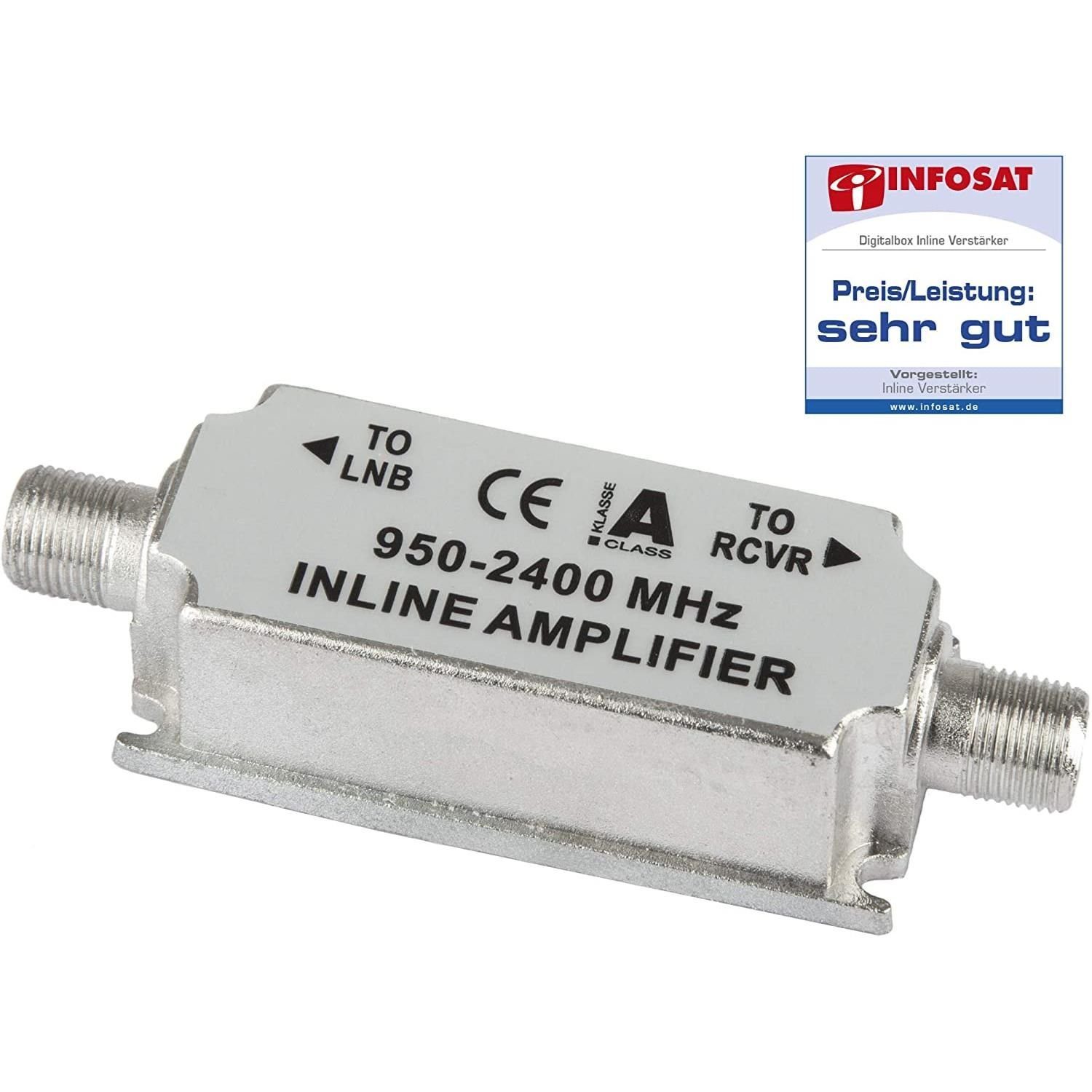 Digitalbox Inline-Verstärker, 20dB, silber-weiß (Inline-Verstärker) Zwischenverstärker