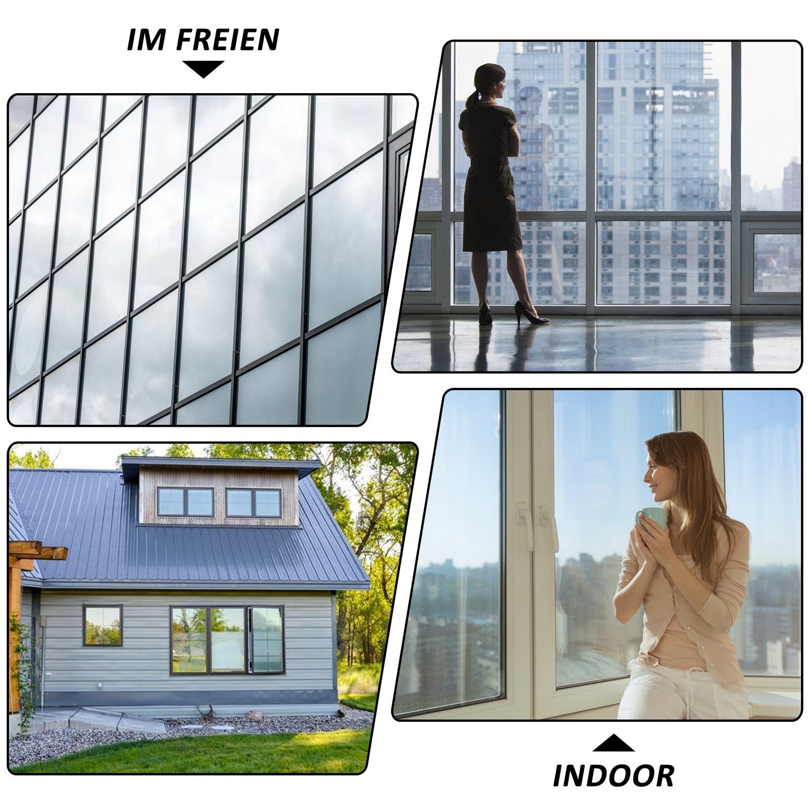 Sonnenschutz-Fensterfolie UV-Schutz Sonnenschutzfolie Fenster innen oder außen Spiegelfolie, CALIYO, Silber reflektierende Fensterfolie Rückstandslose Sonnenschutz Folie
