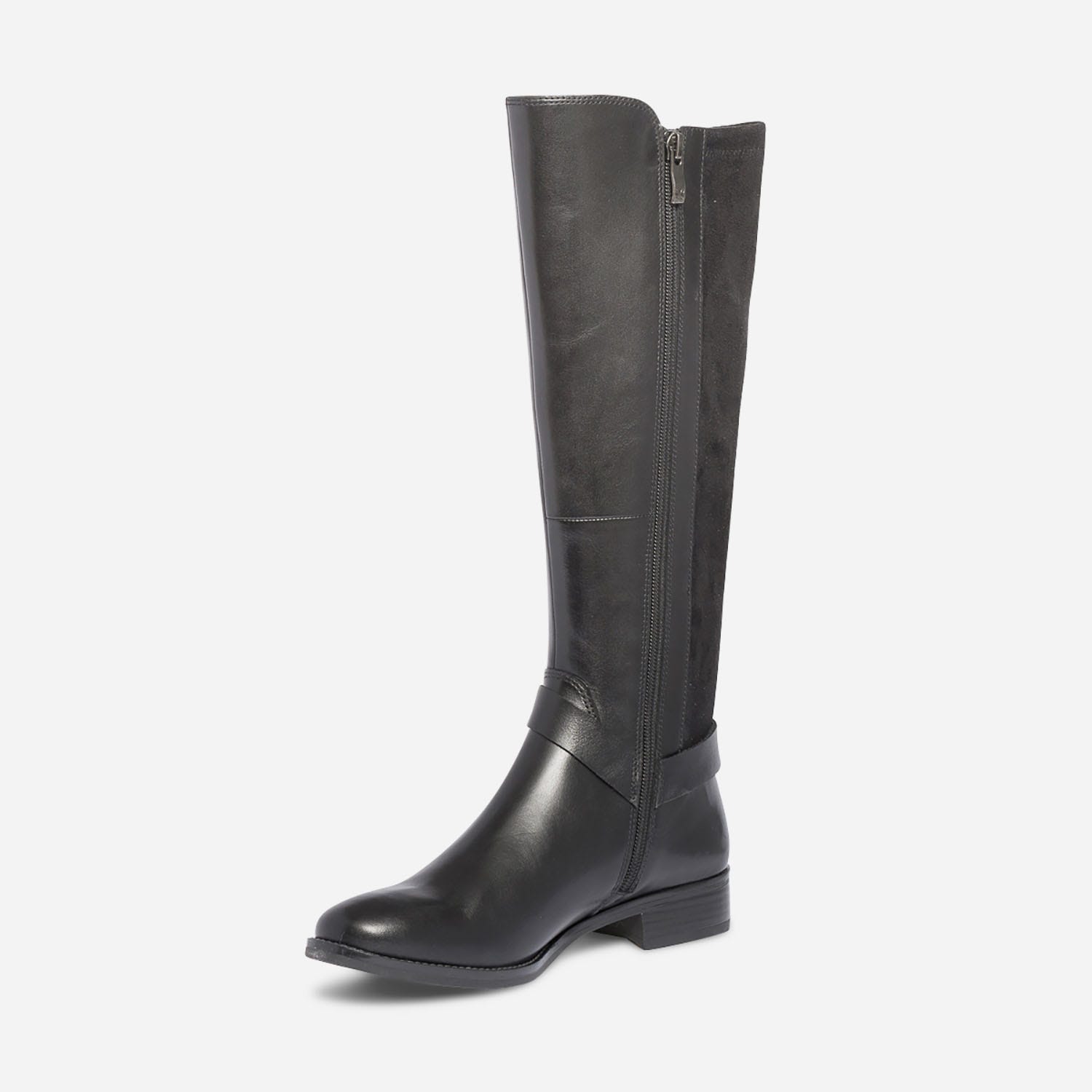Botte CAPRICE noire en cuir et textile à boucle