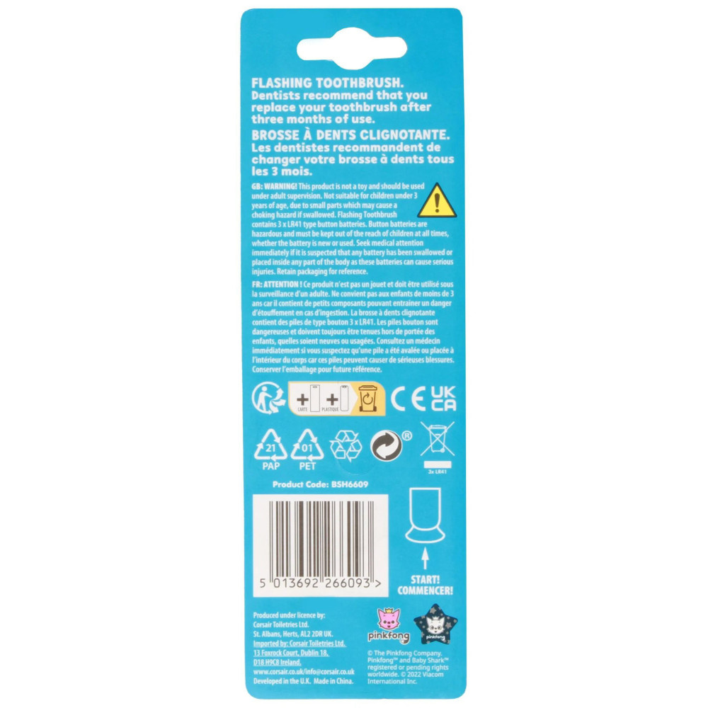 Nickelodeon Brosse à Dents Clignotante Avec Minuterie Baby Shark