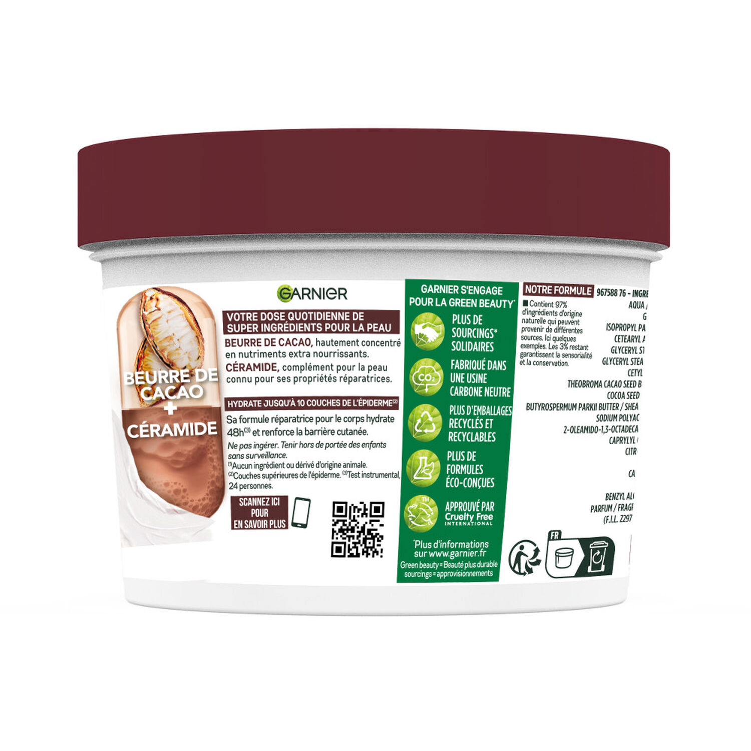 Garnier Body Superfood Beurre corps réparateur Cacao Céramide