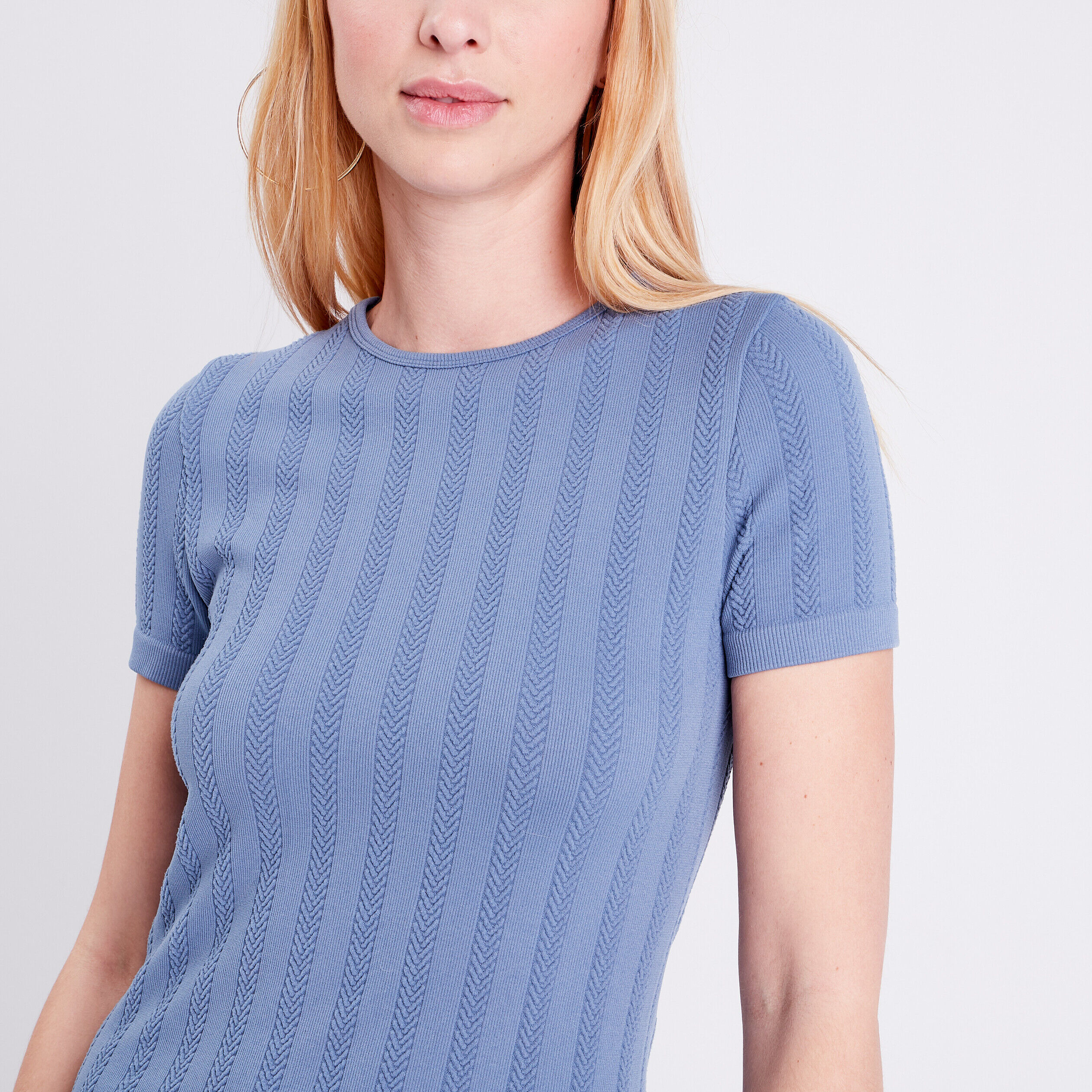 T-shirt manches courtes bleu femme | Cache Cache