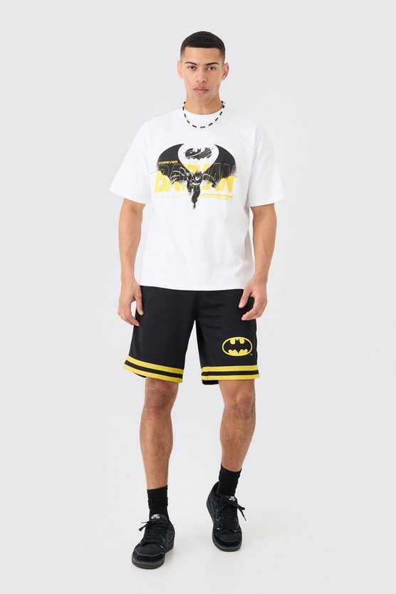 Oversize T-Shirt mit lizenziertem Batman-Print & Mesh-Shorts