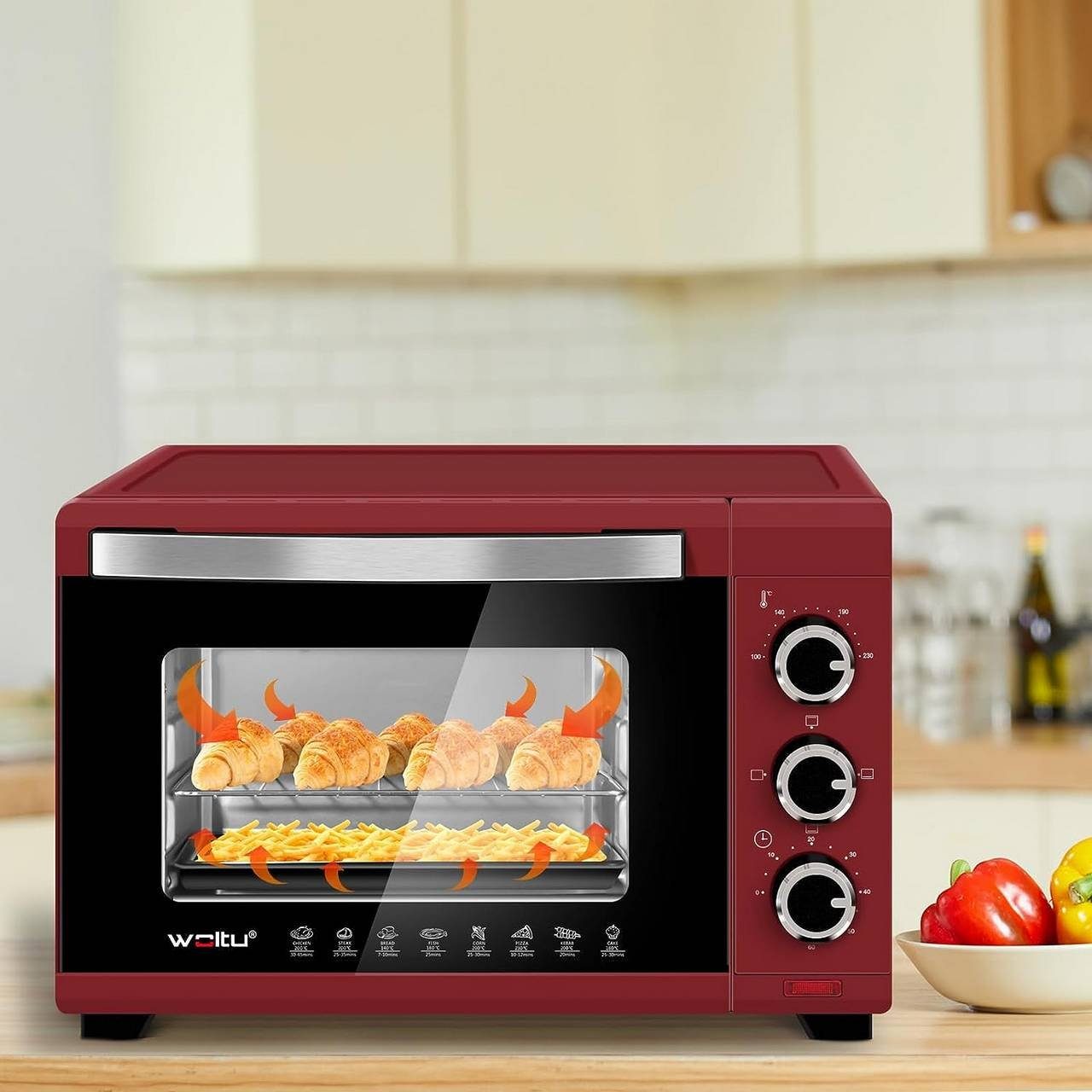 Woltu Minibackofen, Mini Backofen 21L,1280W,Timer 60 Min