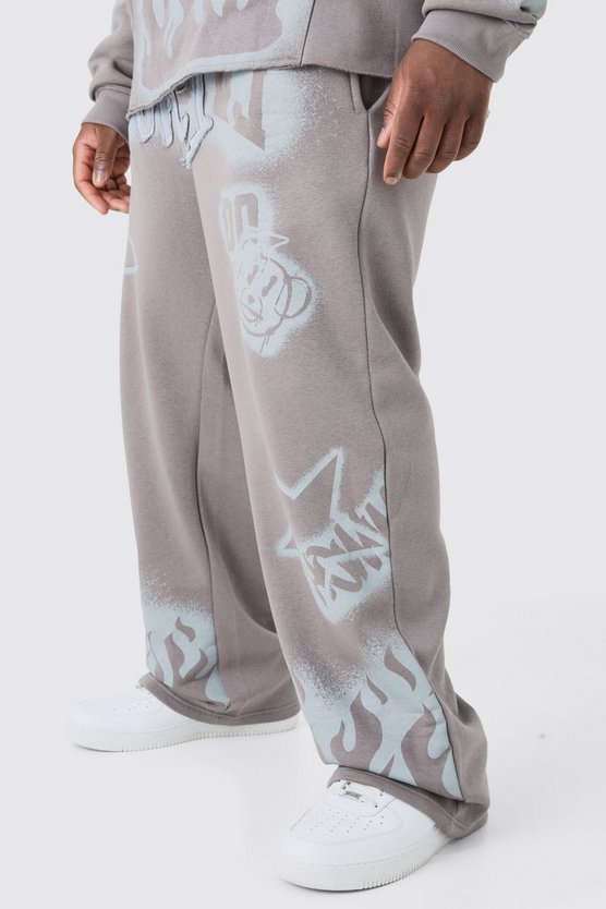 Plus lockere Jogginghose mit Graffiti-Applikation
