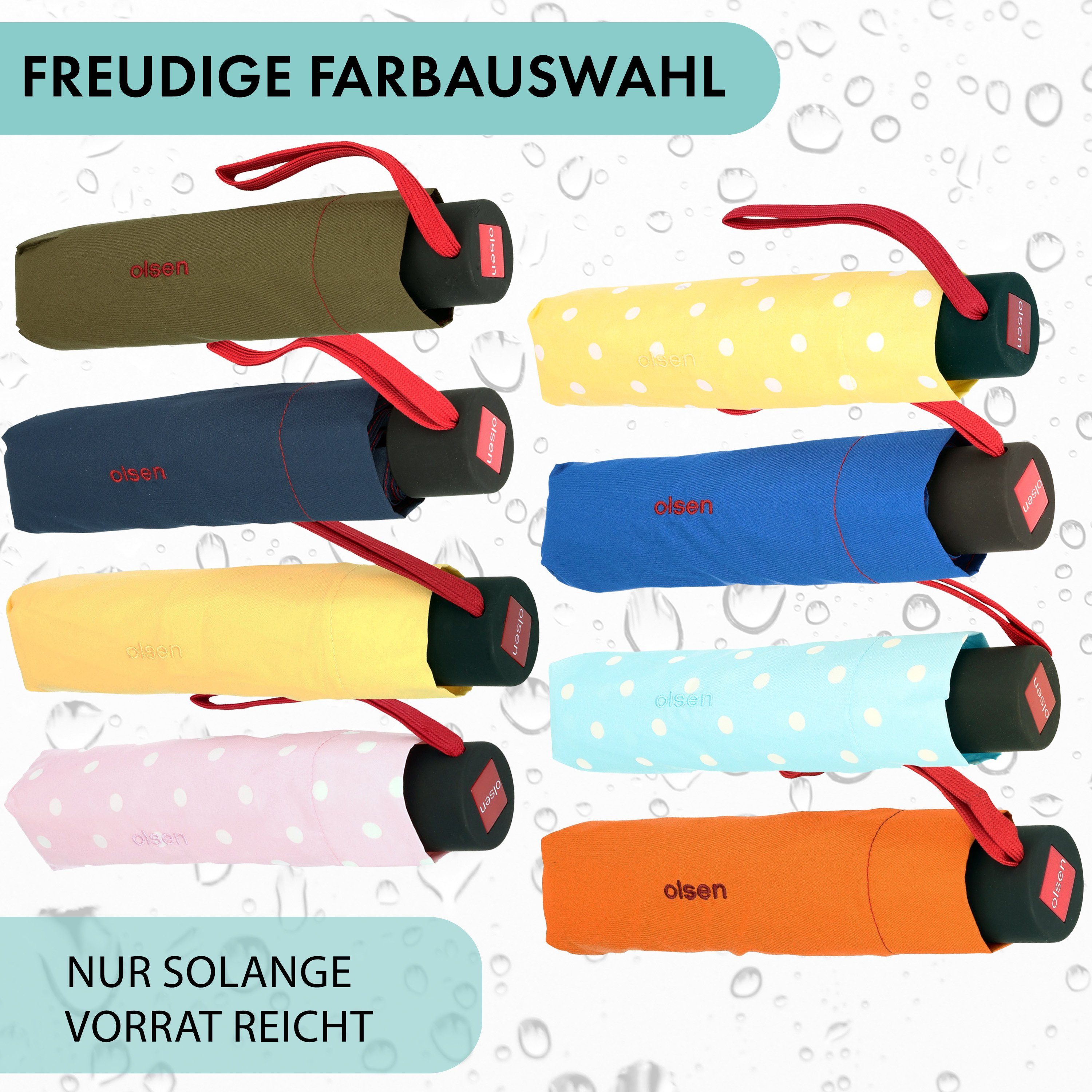 Olsen Taschenregenschirm Kleiner Regenschirm für die Handtasche, in fröhlichen Farben