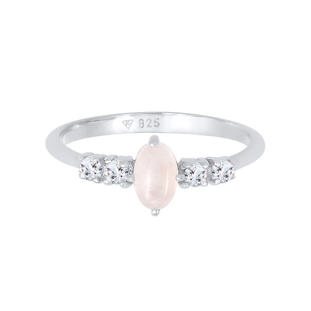 Elli PREMIUM Elli PREMIUM Bague Femmes Oval Engagement Elegant scintillant avec Quartz rose et Bague