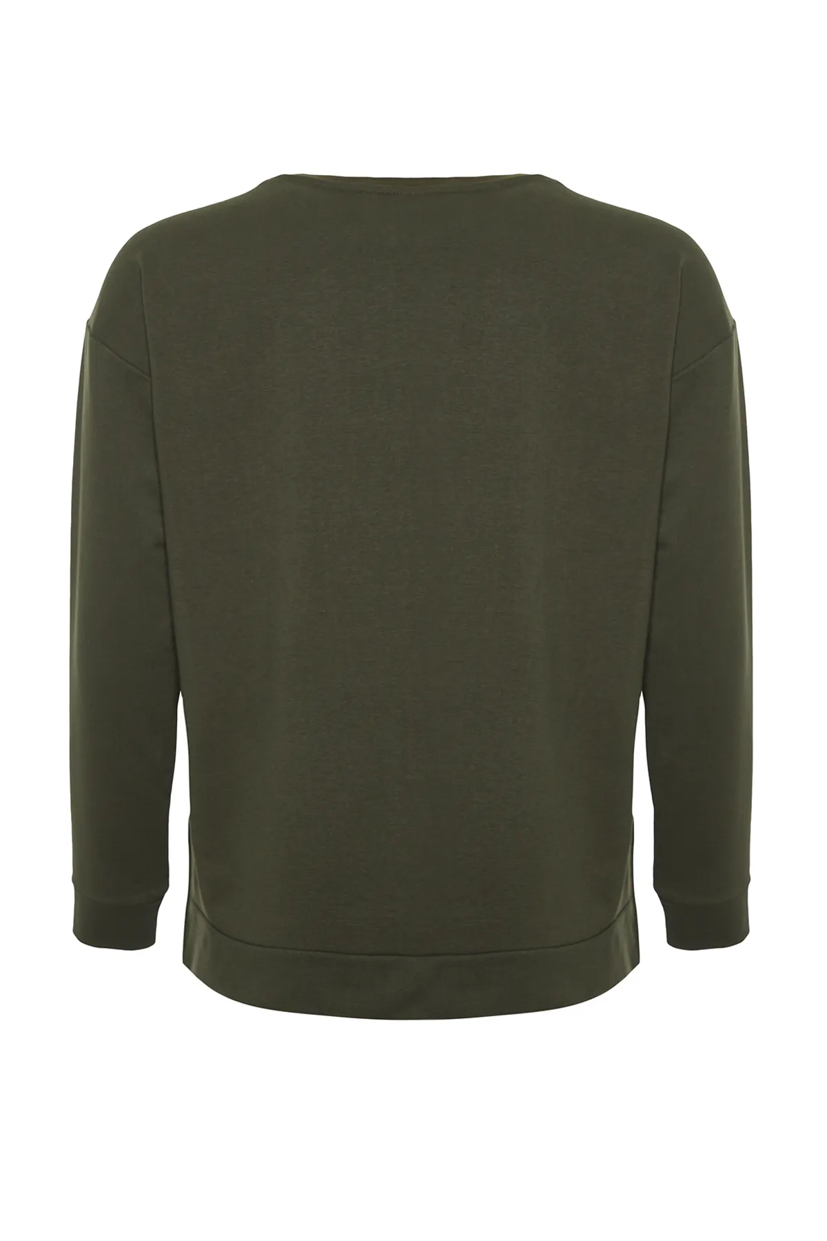 Trendyol Curve  Khakifarbenes, dünnes Strick-Sweatshirt mit Schlitz und Details TBSSS22SW0172