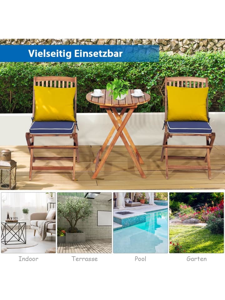 COSTWAY 3tlg. Terrassenset in Blau günstig kaufen onesize