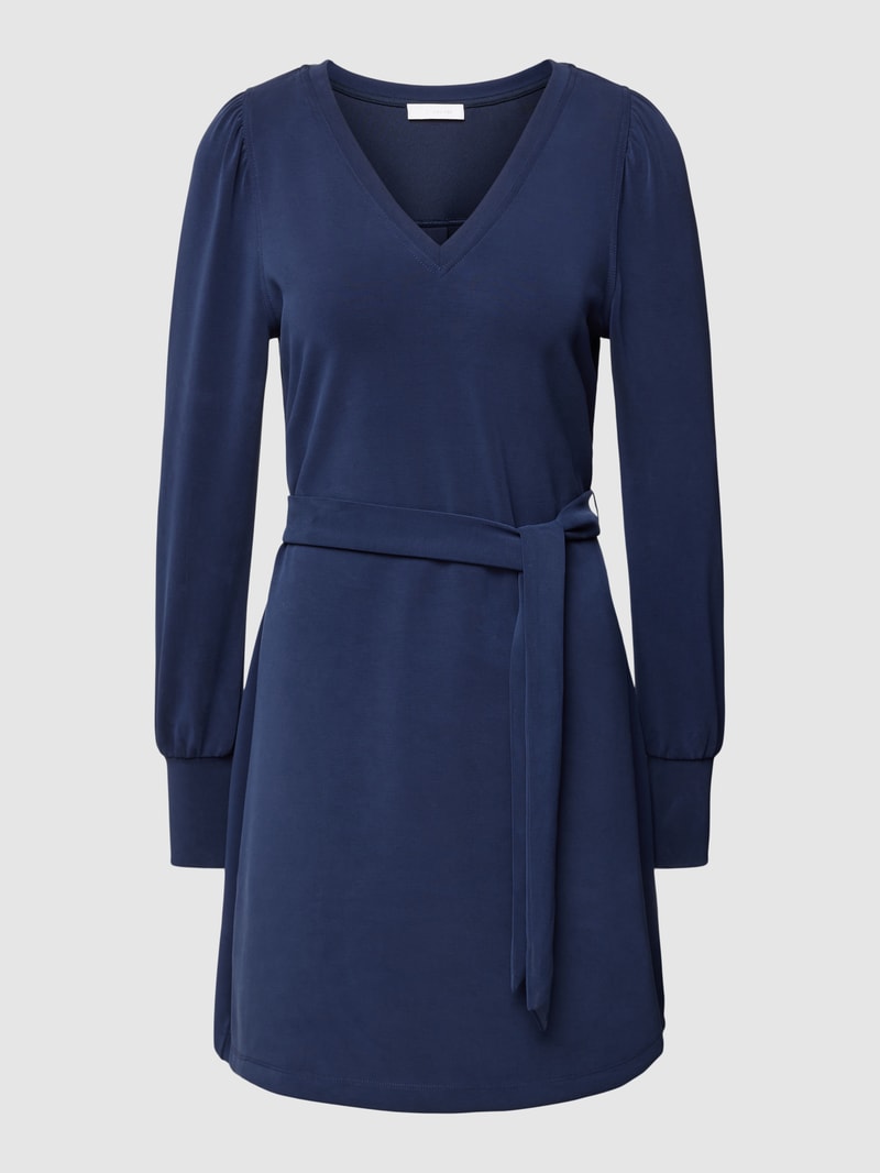 Minikleid mit Bindegürtel in marineblau