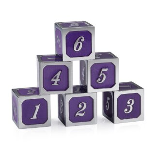 Metal & Enamel D6 Dice Set Ultraviolet & Silver (12)