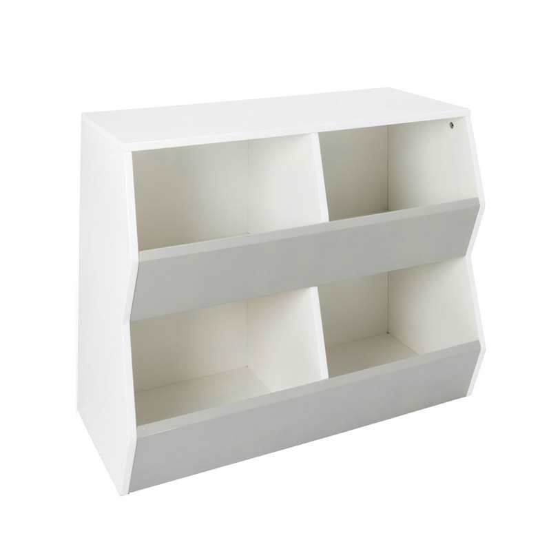 Rangement 4 casiers blanc et gris Oxybul