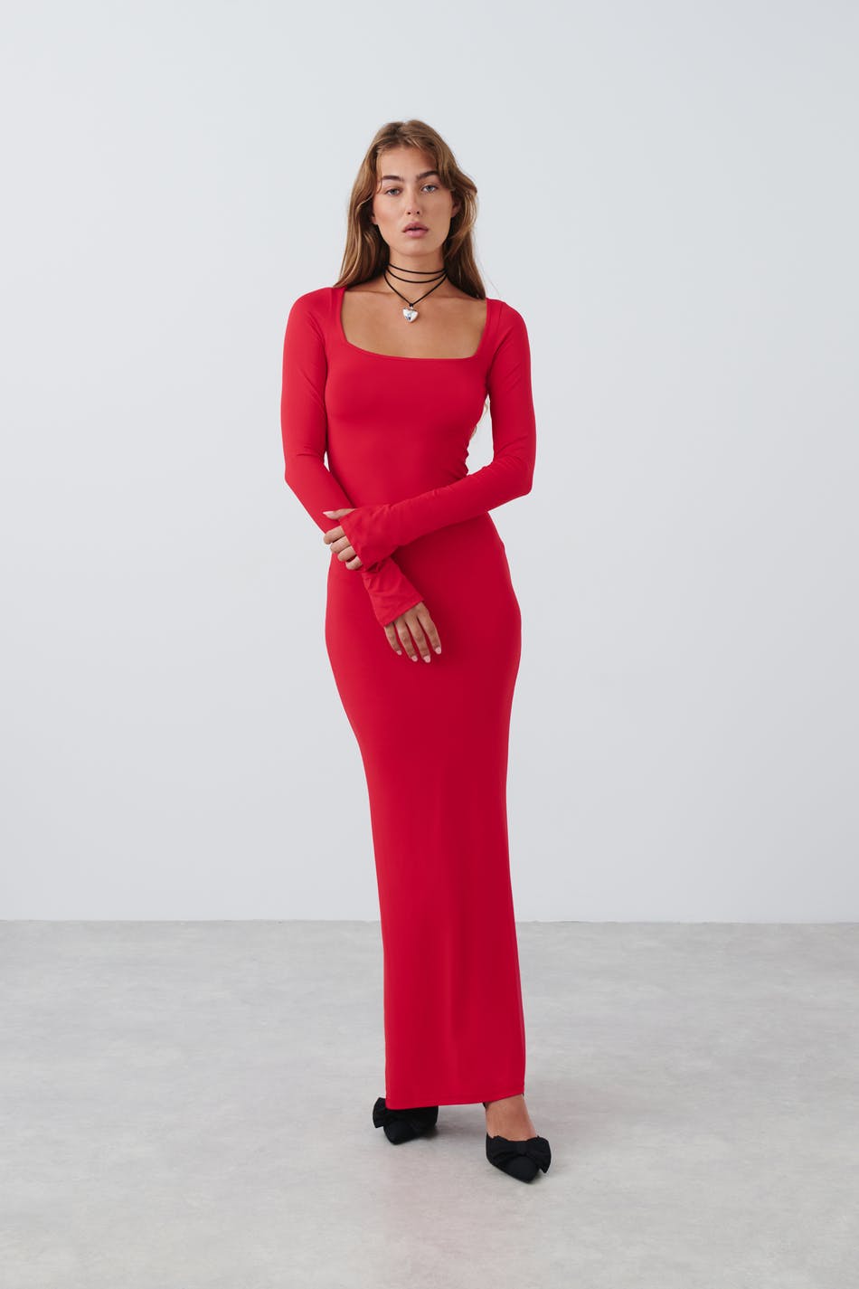 Square neck maxi dress