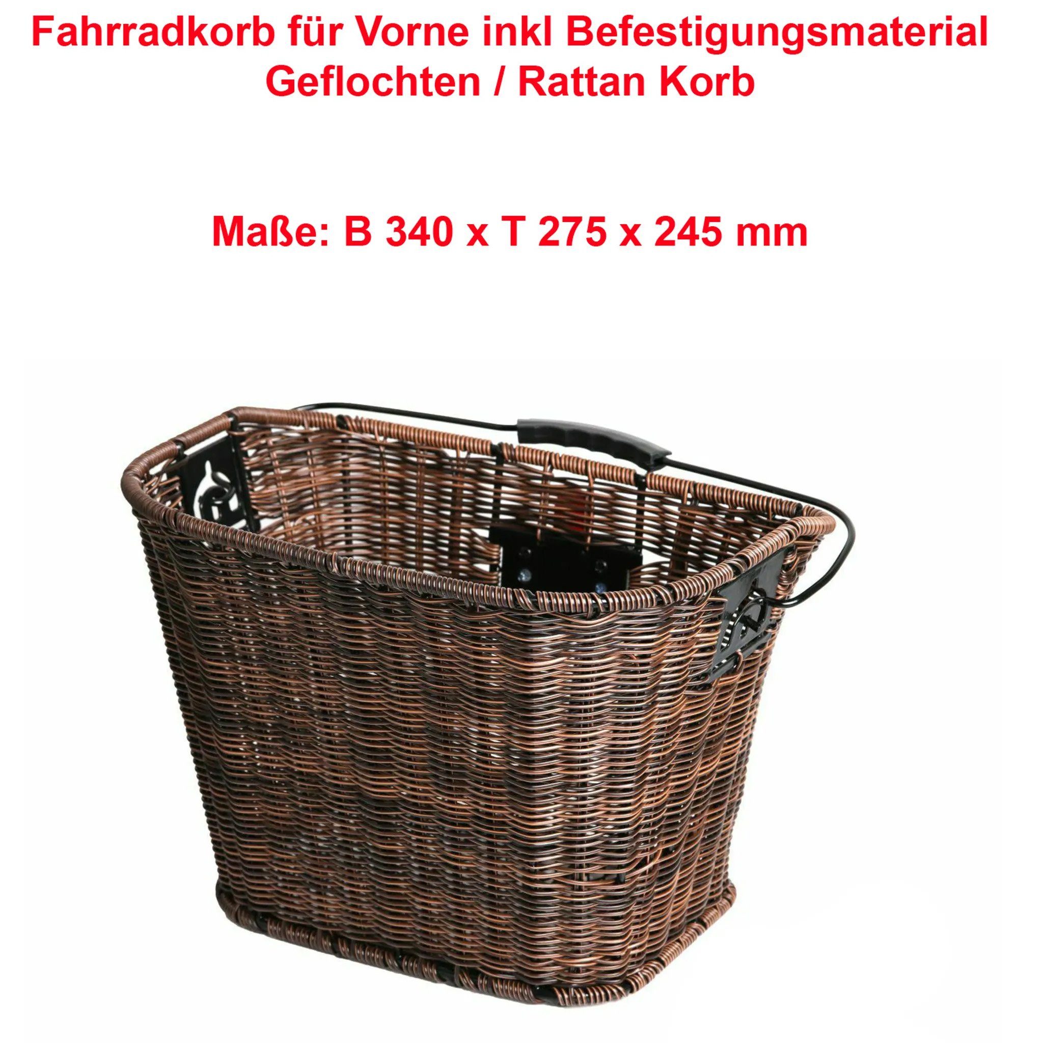 HZRC Weidenkorb Vorder und Hinter Fahrrad Korb Fahrradkorb Kunststoff Rattan (Vorderkorb oder Hinterkorb), XXL Einkaufskorb Geflochten Rattan