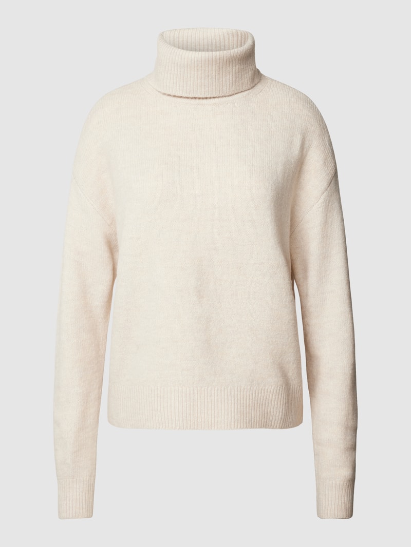 Rollkragenpullover mit überschnittenen Schultern in beige