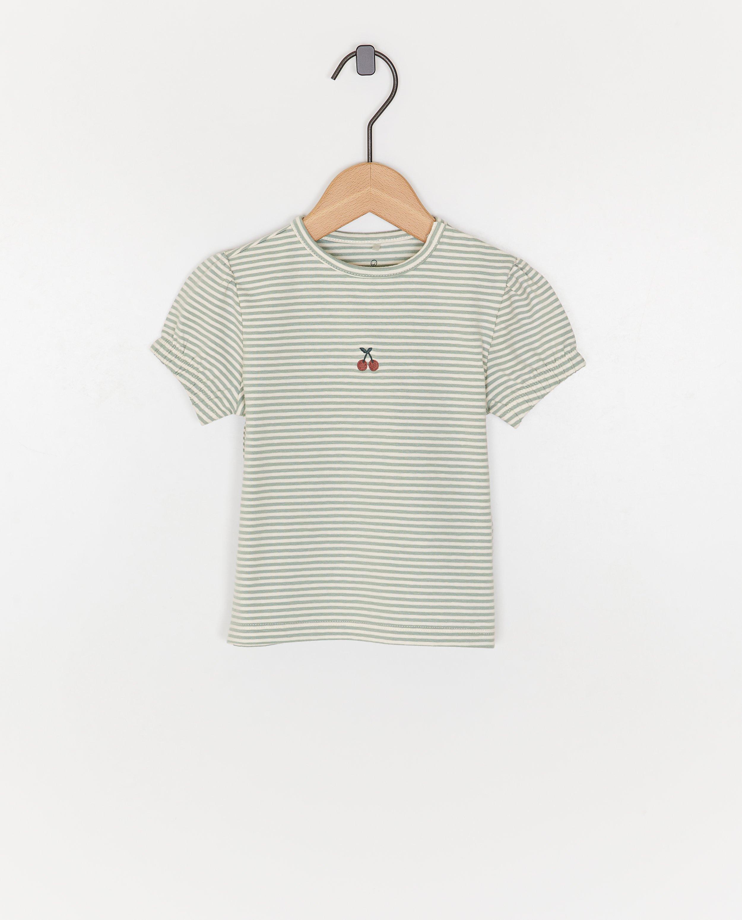 Cuddles and Smiles kakifärgad randig t-shirt