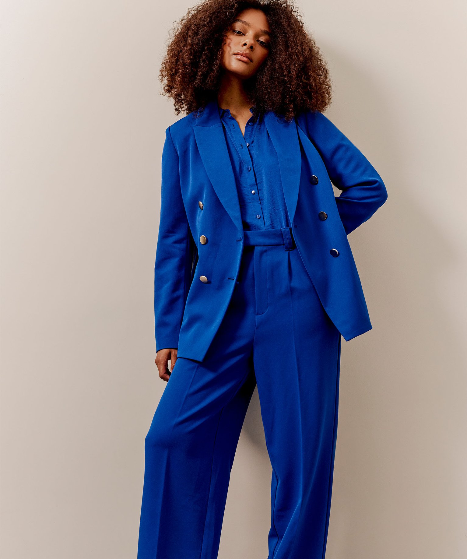 Veste de costume fermeture croisée femme bleu | GEMO