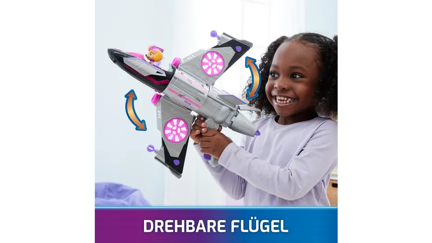 Spin Master - PAW Patrol: Der Mighty Kinofilm, Skyes Deluxe Superhelden-Jet inkl. Skye Figur, Licht und Geräuschen