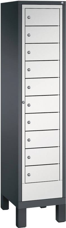 C P S 3000 Evolo Metall Schließfach 11 Türen Zylinderschloss 420 x 500 x 1.850 mm Schwarz 48060-110 S10025