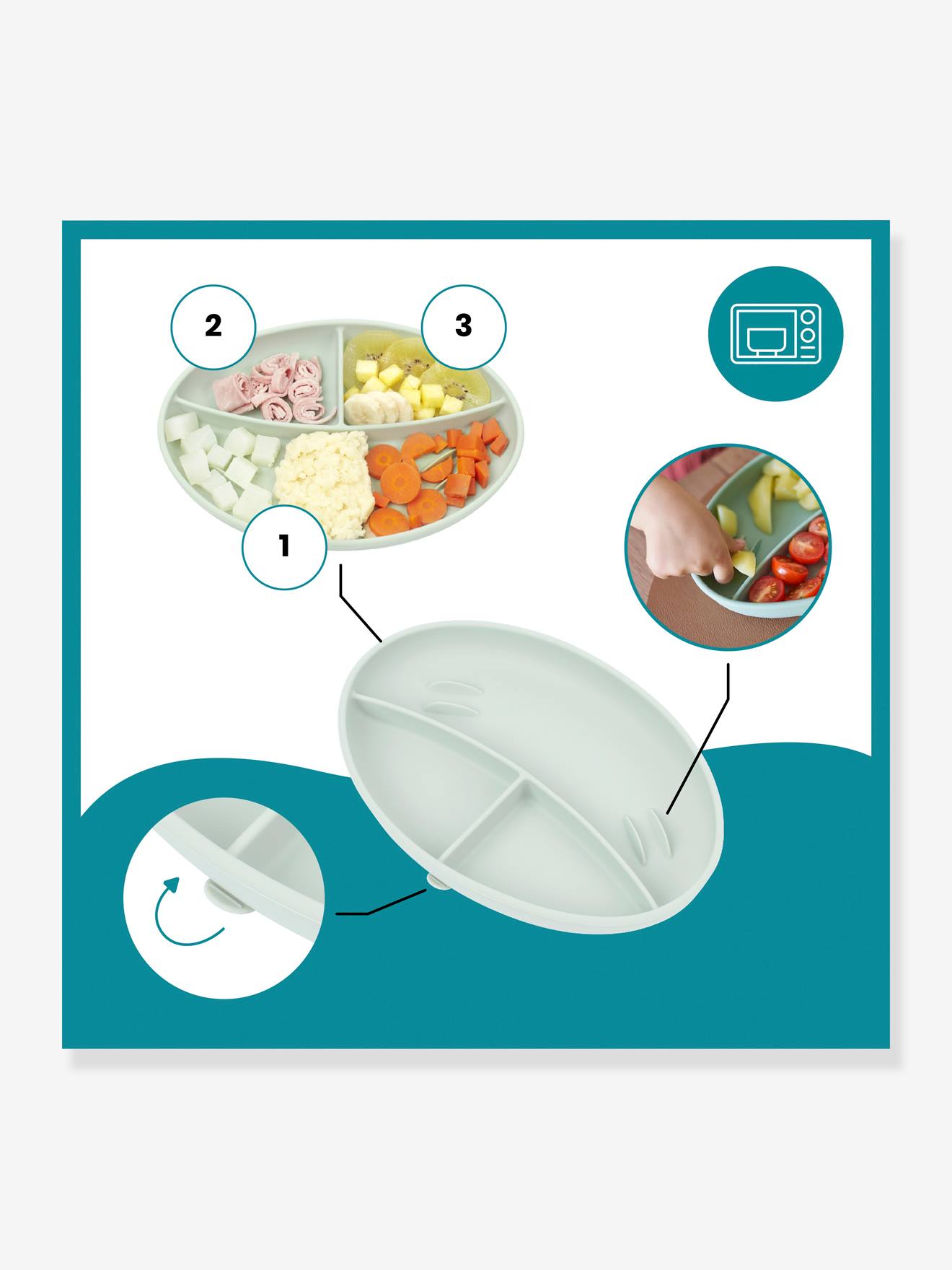 Kit repas silicone BABYMOOV Grow’Isy vert/terracotta