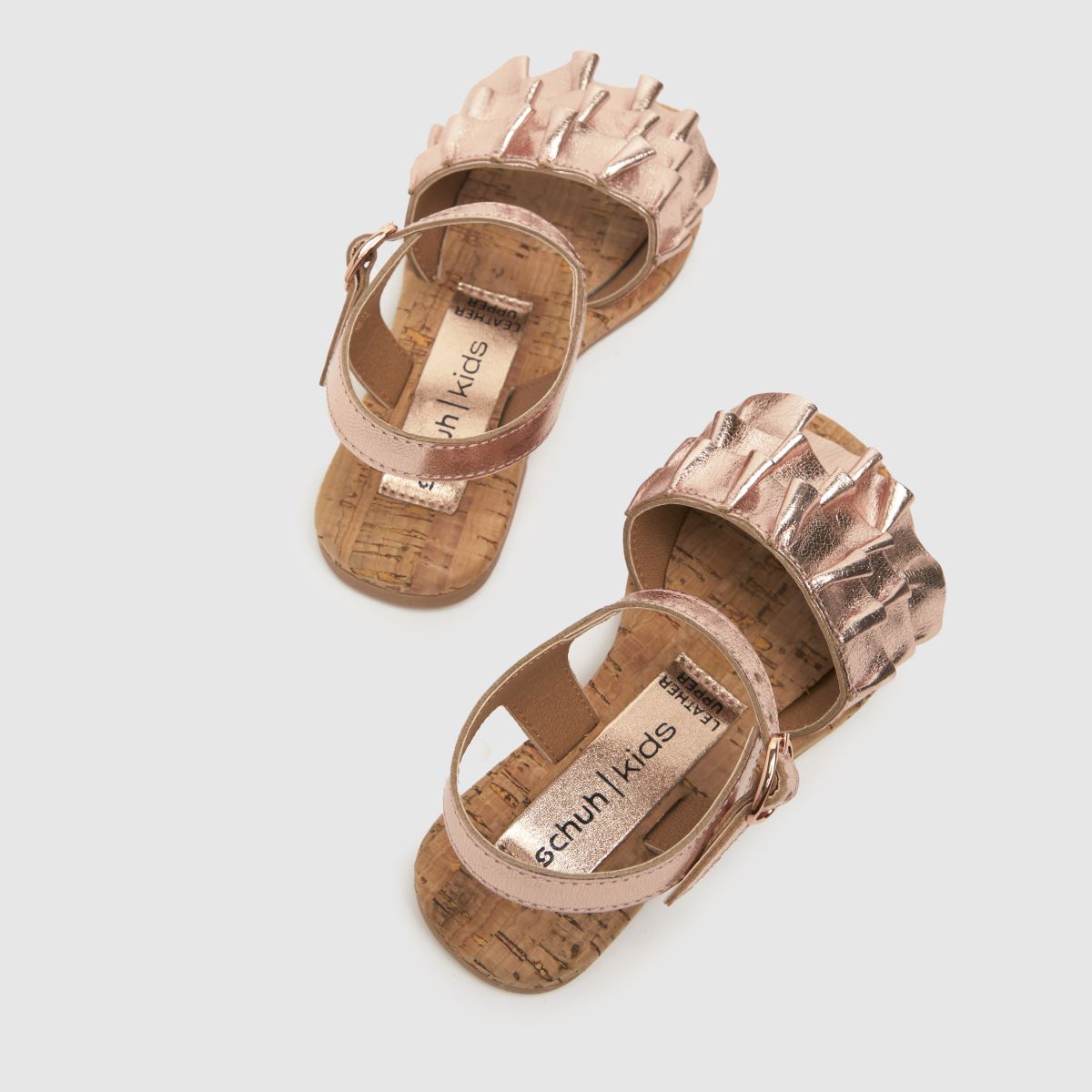 Schuh bronz karamellás fodros lányka kisgyermek szandál