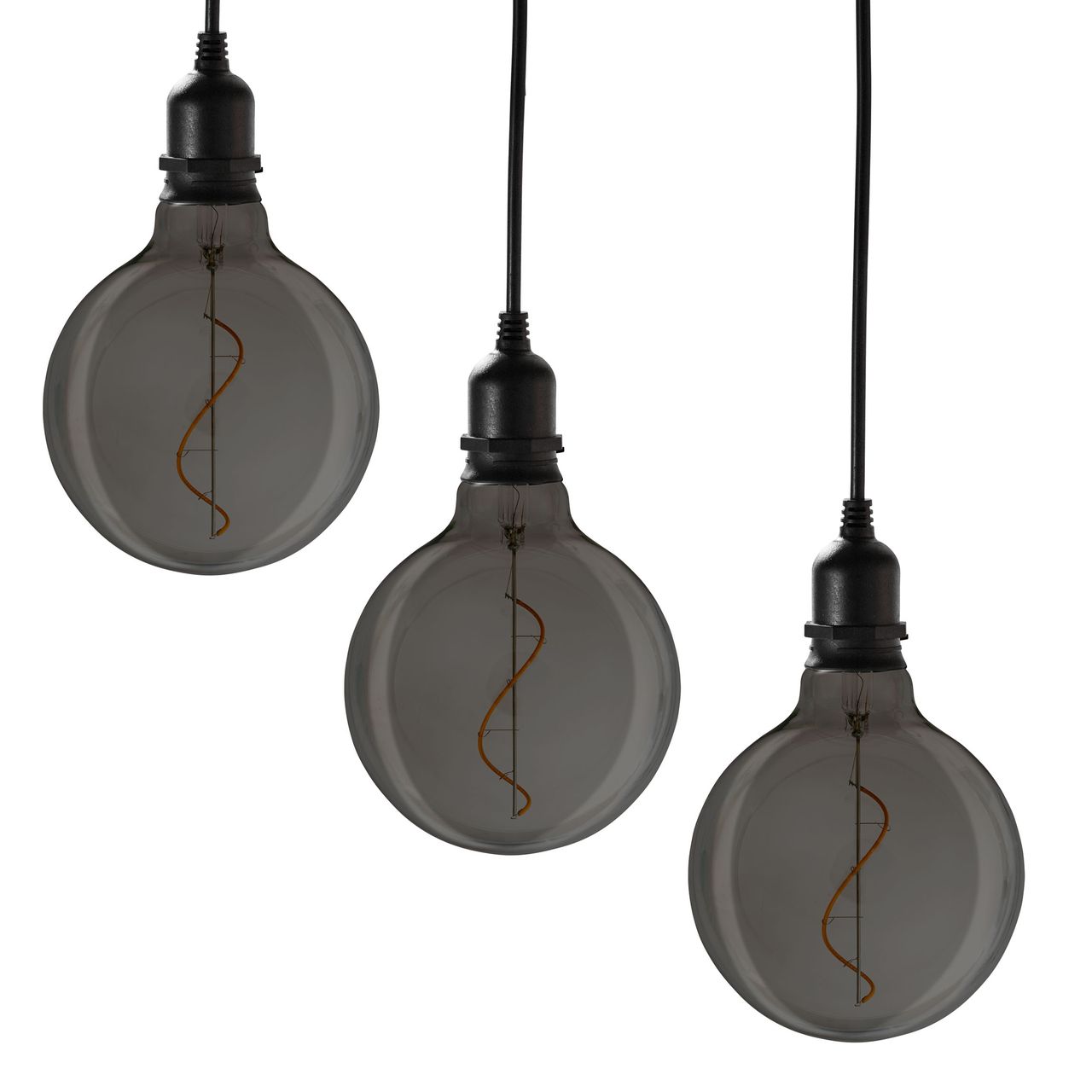 Weles 3er Set Glaskugel Glow smokey mit Netzstecker