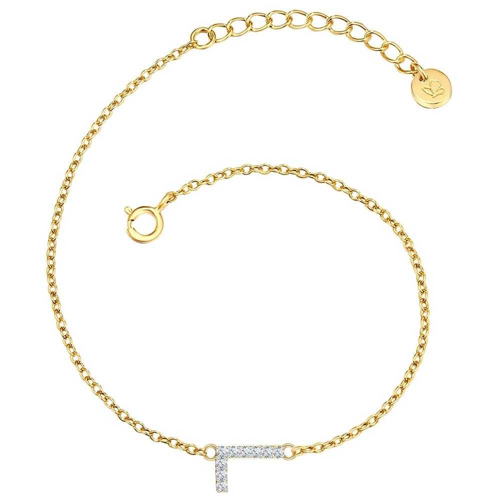 Glanzstücke München Bracelet en argent Lettre L Argent sterling Oxyde de zirconium (CZ) en Or jaune Bracelet
