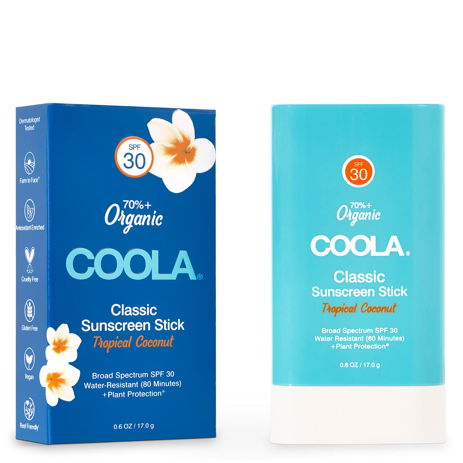 Coola Stick Solaire Classique SPF30 Noix de Coco Tropicale 17g