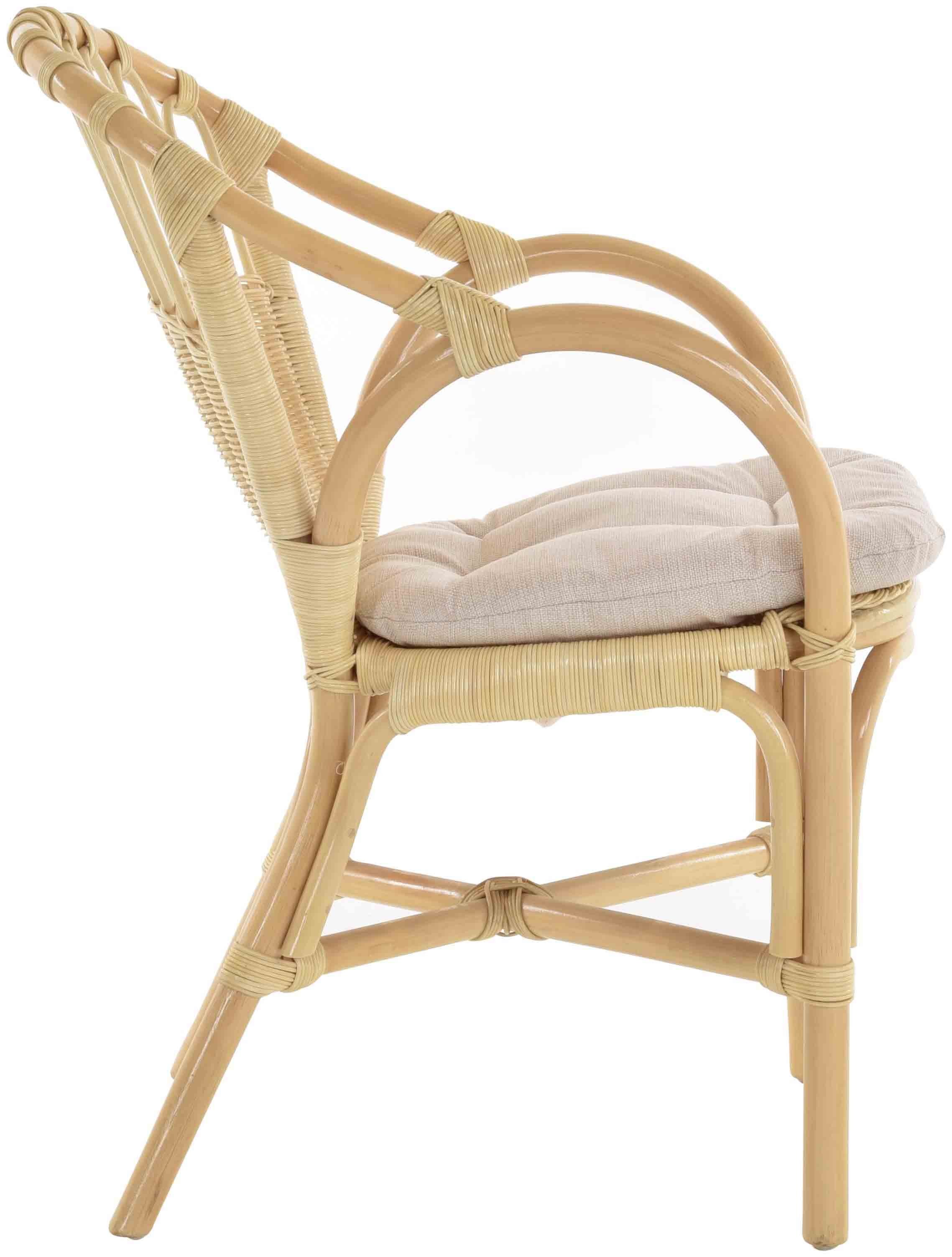 Krines Home Stapelstuhl Stapelbarer Rattan Wintergarten Sessel Korbstuhl mit Armlehnen, Korbsessel Geflochten, Stabil