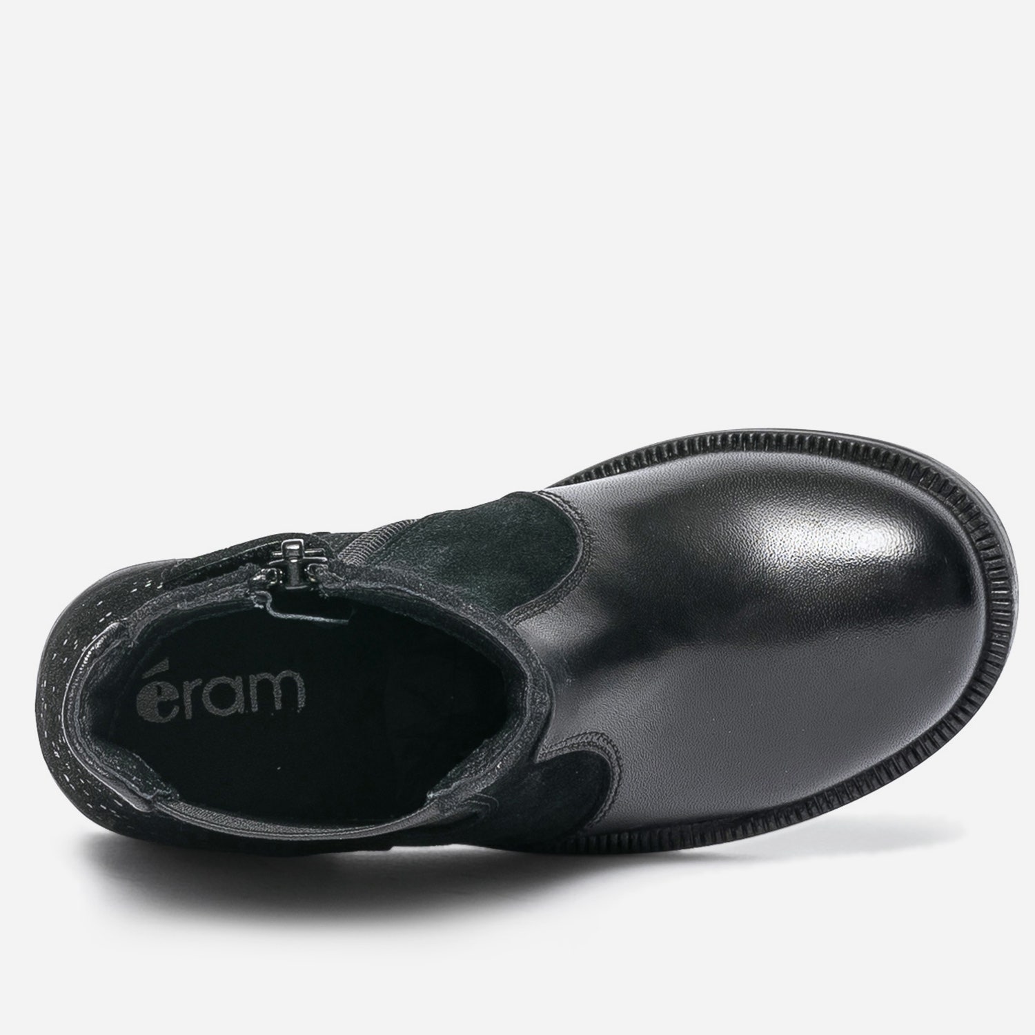 Boots noir en cuir et cuir velours