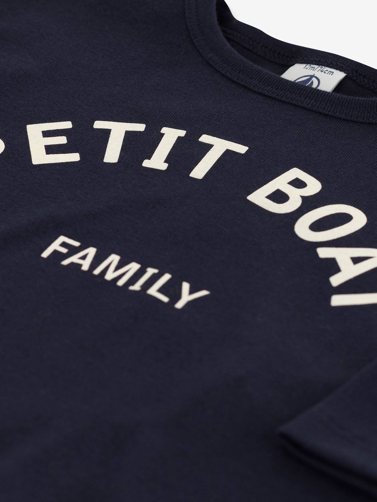 T-shirt manches longues bébé en coton bio PETIT BATEAU marine