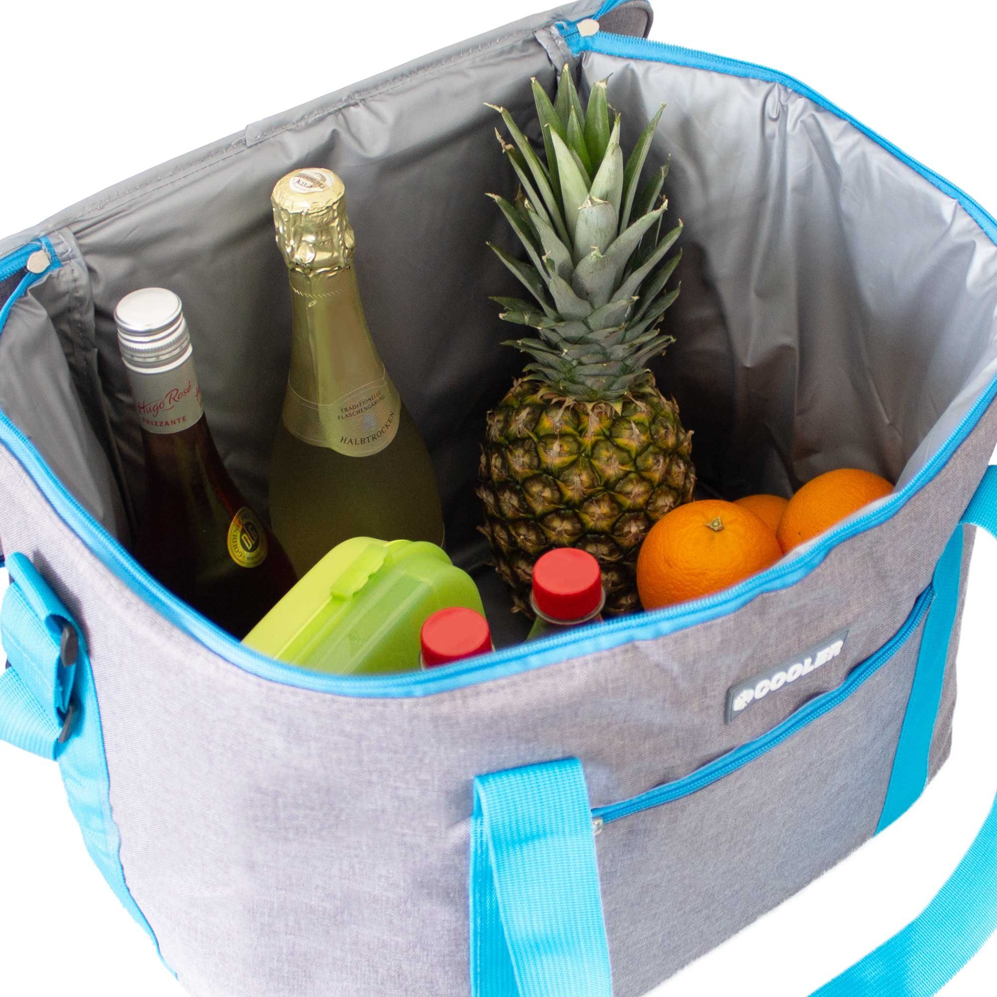 ToCi Kühltasche Kühltasche Kühlbox Picknick Isoliertasche Camping 36 Liter Grau
