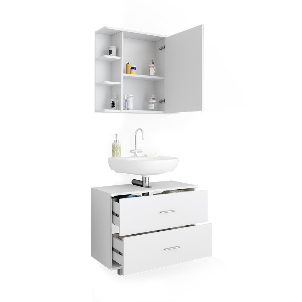 Vicco Badmöbel-Set Badezimmerset ILIAS Weiß Set 5, (2-er Set, 2-St., 2-er Set)