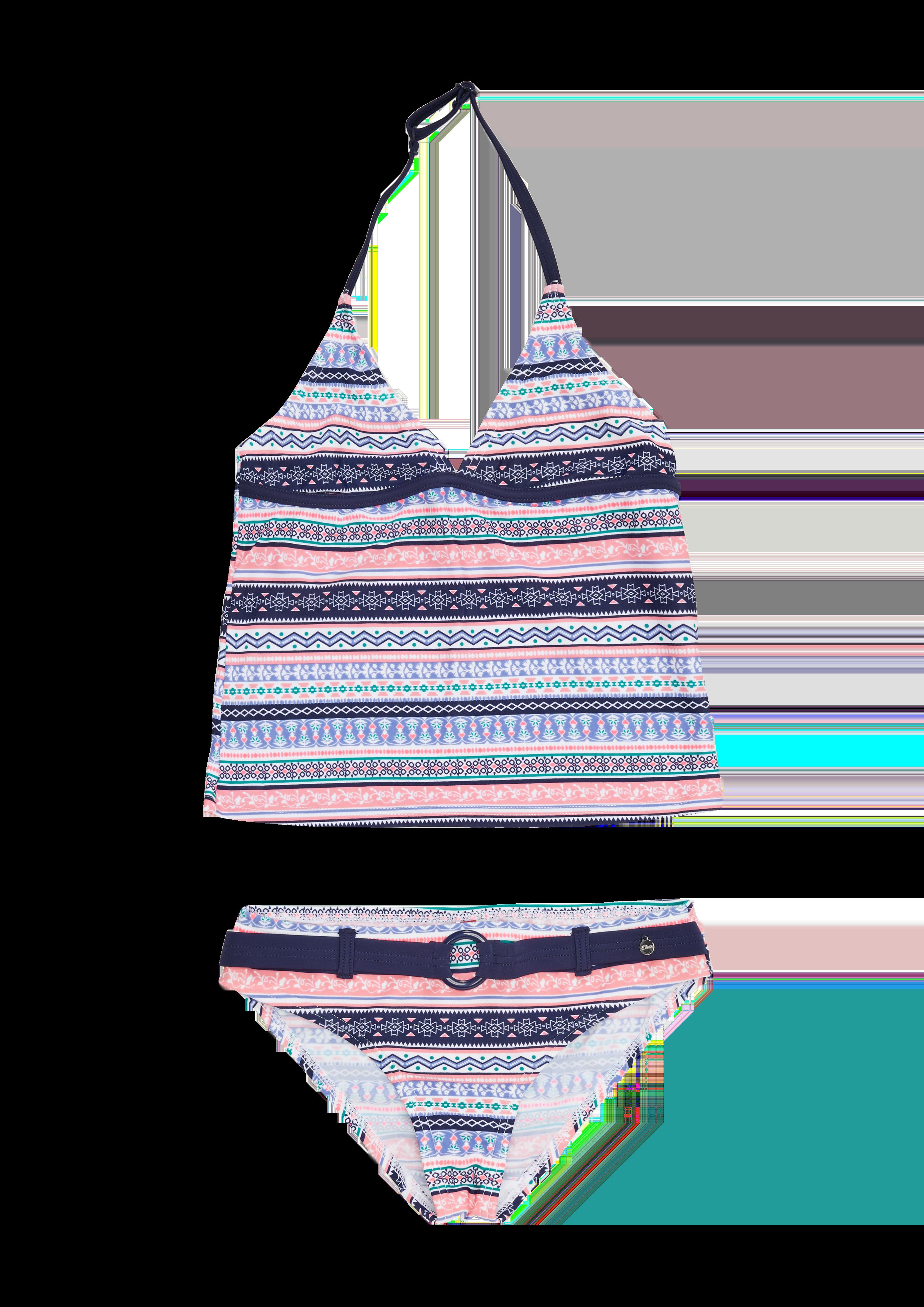 Gemusterter Neckholder-Tankini  524.720.257.61039-21573