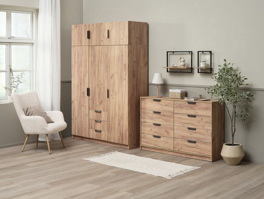 JENSLEV cabinet JENSLEV 144x176 3 doors 3 drawers oak color
