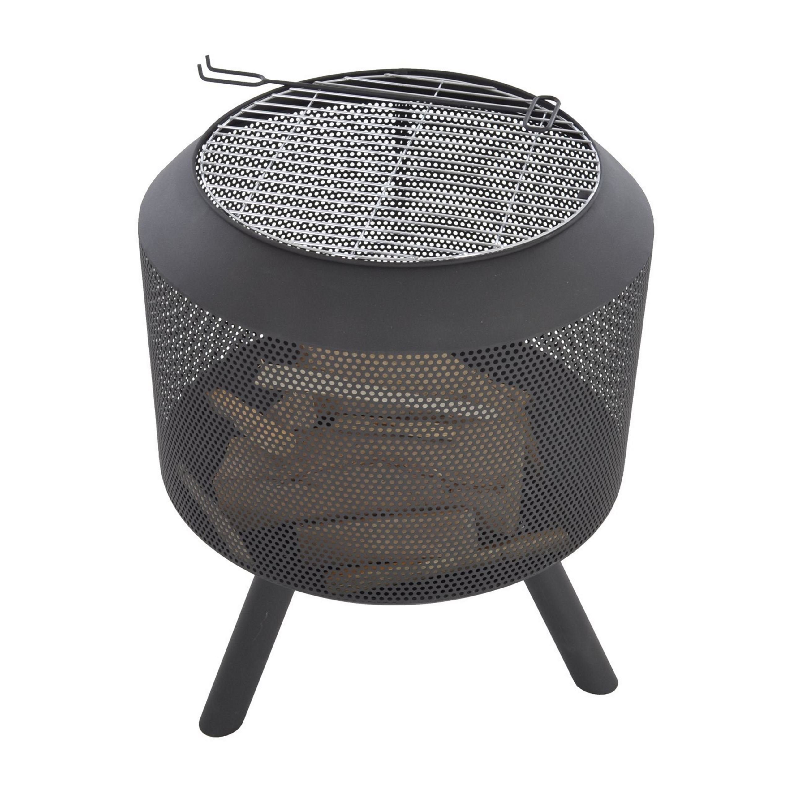Raburg Feuerkorb XXL BEN in SCHIEFER-DUNKELGRAU - extra großer Design Gartenkamin, (Grillrost, Schürhaken)