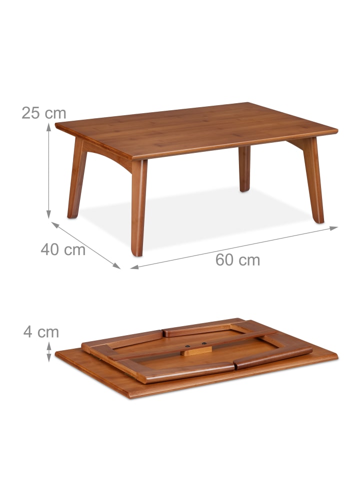 relaxdays Couchtisch in Braun - (B)60 x (H)25 x (T)40 cm günstig kaufen onesize