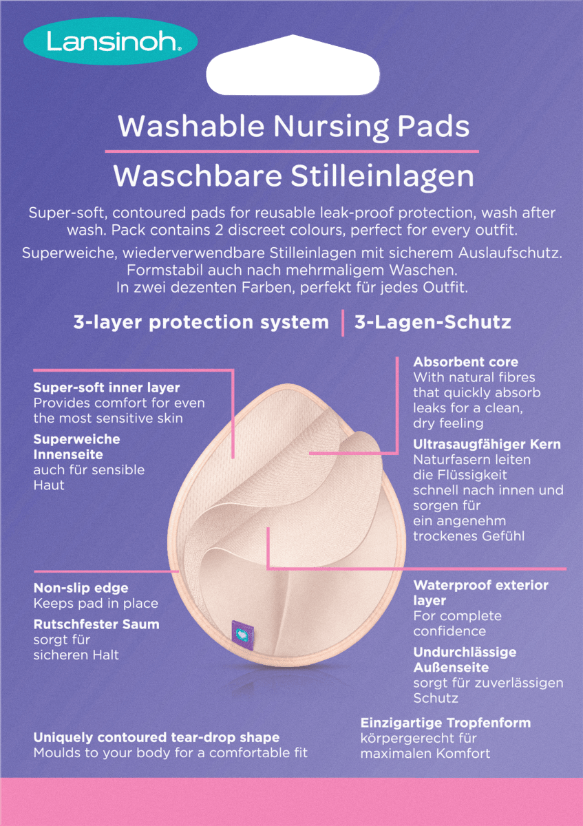 Stilleinlagen Mama waschbar, hellrosa und schwarz, 8 St