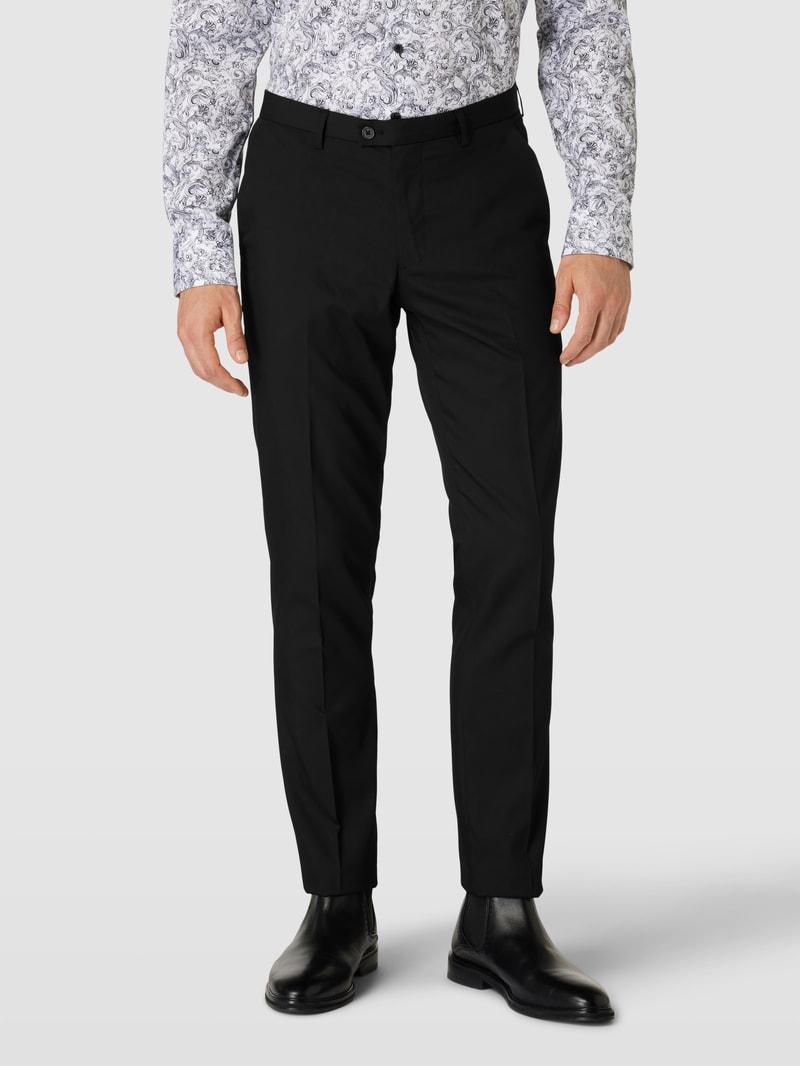 Stoffhose mit Bundfalten in schwarz