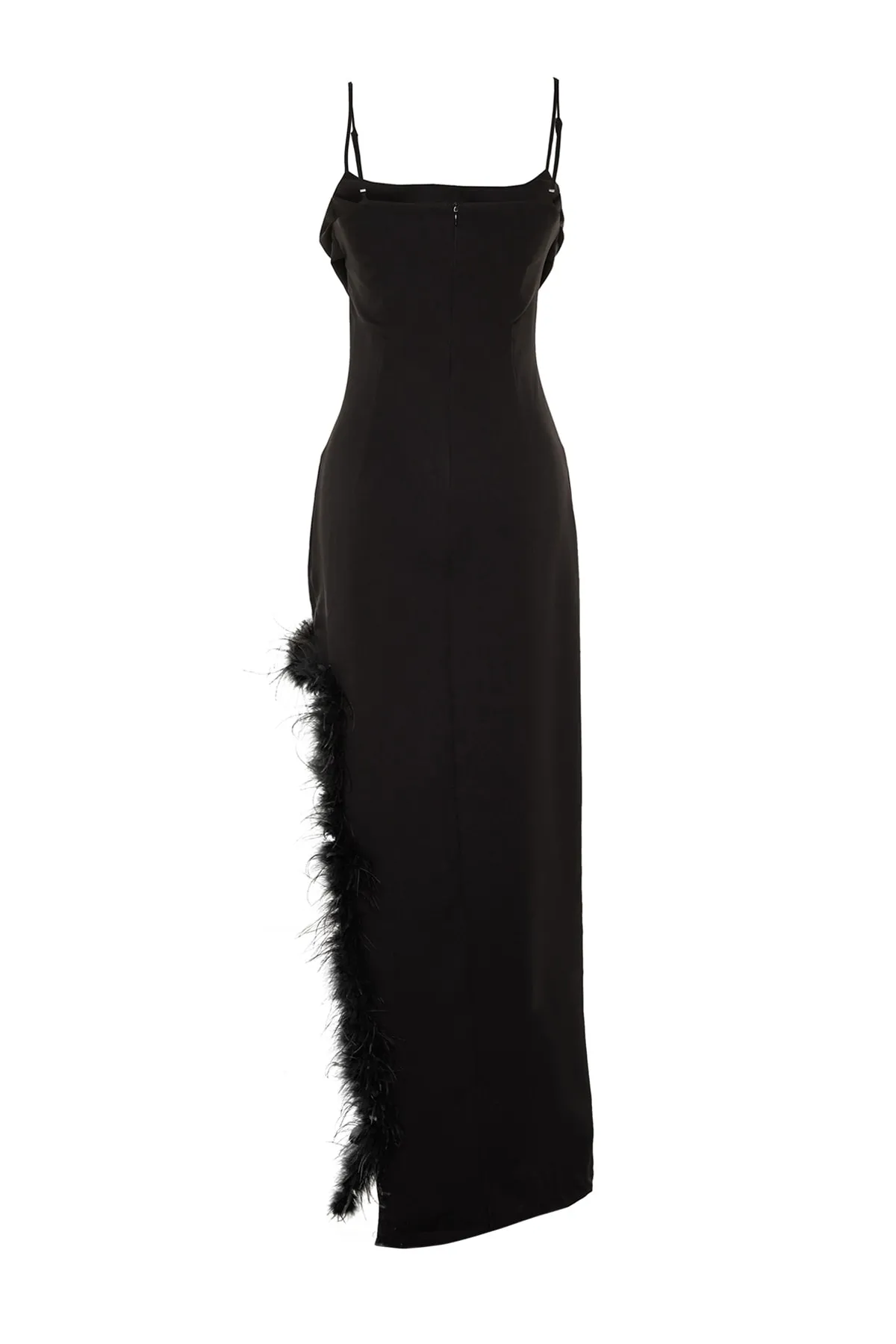 Trendyol Collection  Schwarzes, gewebtes, durchbrochenes, langes Abendkleid TPRSS23AE00032